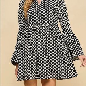 TCEC Black and White Patterned Dress Fall